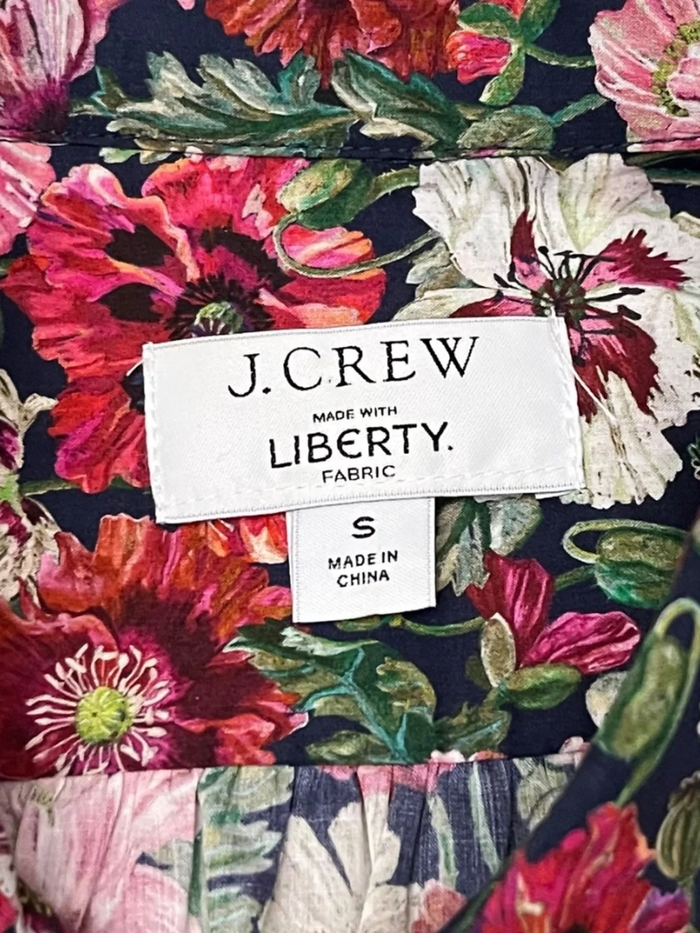 J.Crew Liberty Fabric Poppy Amelie Floral Pintuck Blouse Tie Neck Small
